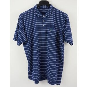 B‎ Draddy Men's XL Short Sleeve Blue White Stripe Cotton Stretch Golf Polo Shirt